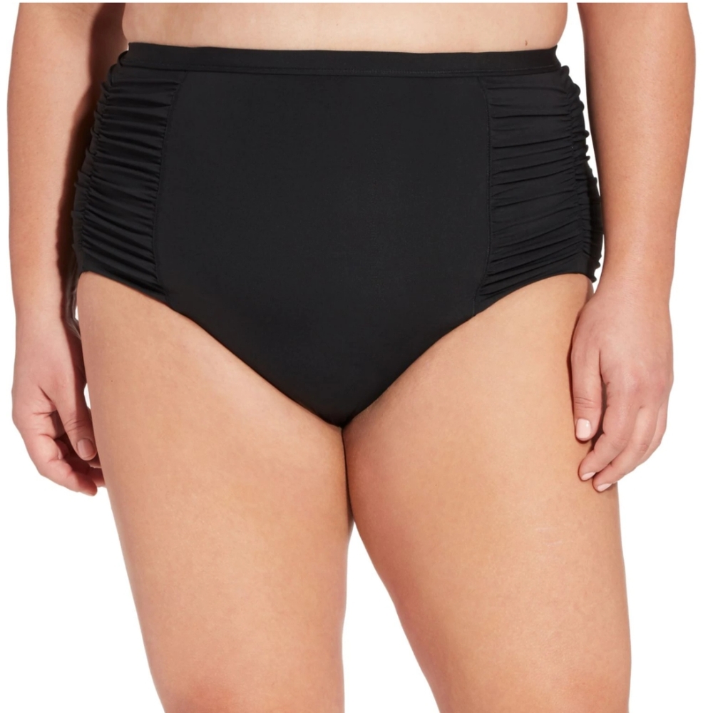 Calia High Waist Shirred Bikini Bottoms